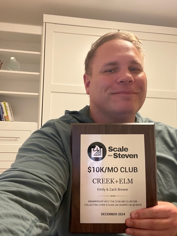 Emily & Zach Brewer, Creek+Elm — $10K/MO Club